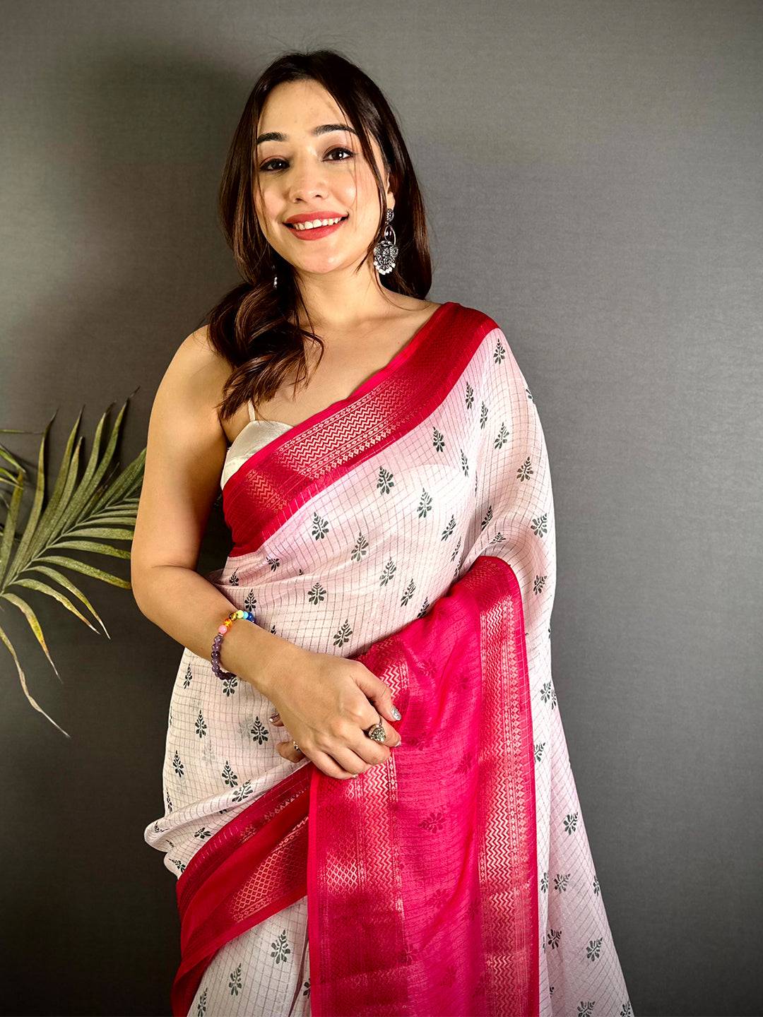 Pink Marshmallow Ikkat Butti Saree